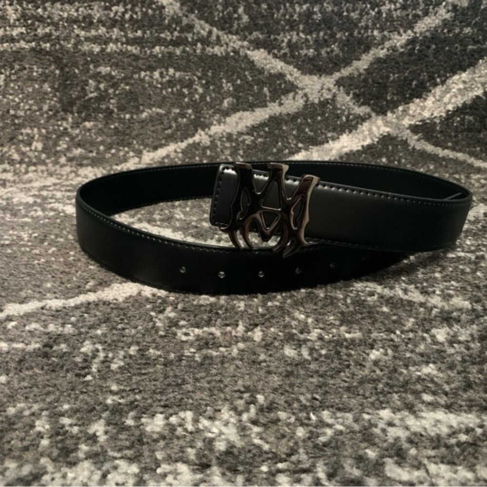 Amiri MA Logo Black Belt Vegan Leather Size 32